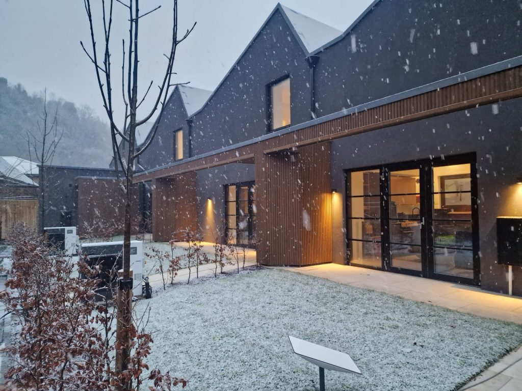 a large building with scaffolding on top of it