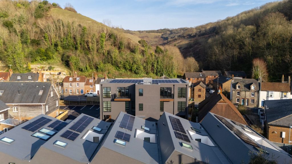 a large building with scaffolding on top of it