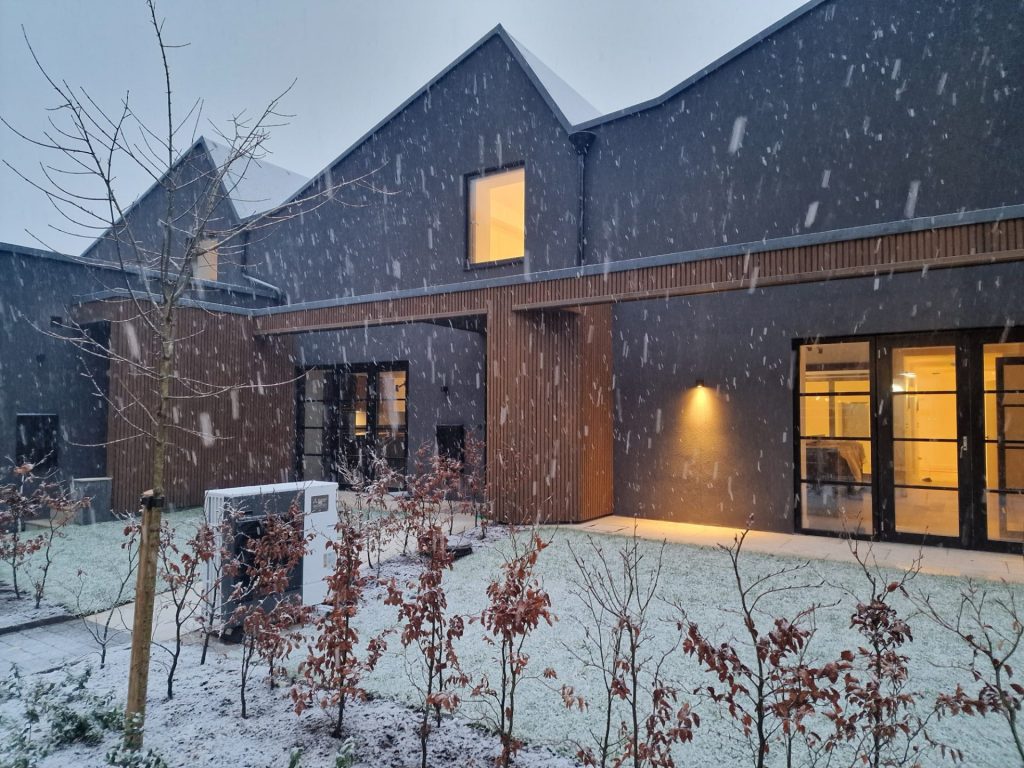 a large building with scaffolding on top of it